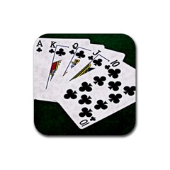 Poker Hands   Royal Flush Clubs Rubber Coaster (square)  by FunnyCow