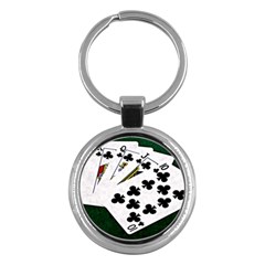 Poker Hands   Royal Flush Clubs Key Chains (round)  by FunnyCow