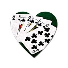 Poker Hands   Royal Flush Clubs Heart Magnet by FunnyCow