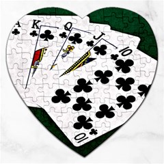 Poker Hands   Royal Flush Clubs Jigsaw Puzzle (heart) by FunnyCow