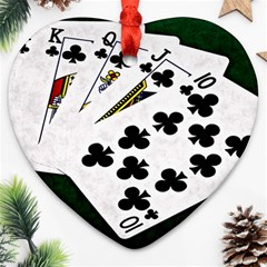 Poker Hands   Royal Flush Clubs Heart Ornament (two Sides) by FunnyCow