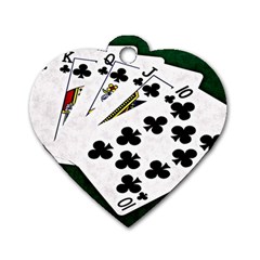 Poker Hands   Royal Flush Clubs Dog Tag Heart (one Side) by FunnyCow