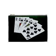 Poker Hands   Royal Flush Clubs Cosmetic Bag (medium)  by FunnyCow