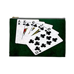 Poker Hands   Royal Flush Clubs Cosmetic Bag (large)  by FunnyCow