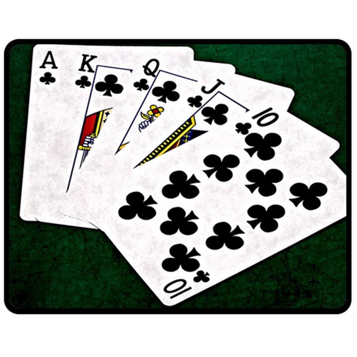 Poker Hands   Royal Flush Clubs Fleece Blanket (Medium) 