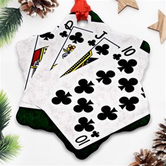 Poker Hands   Royal Flush Clubs Snowflake Ornament (two Sides) by FunnyCow