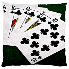 Poker Hands   Royal Flush Clubs Large Cushion Case (one Side) by FunnyCow