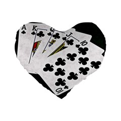 Poker Hands   Royal Flush Clubs Standard 16  Premium Heart Shape Cushions by FunnyCow