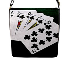 Poker Hands   Royal Flush Clubs Flap Messenger Bag (l)  by FunnyCow