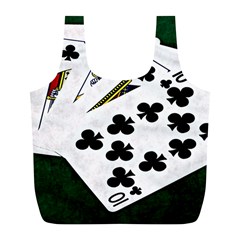 Poker Hands   Royal Flush Clubs Full Print Recycle Bags (l)  by FunnyCow