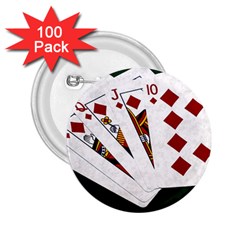 Poker Hands   Royal Flush Diamonds 2 25  Buttons (100 Pack)  by FunnyCow