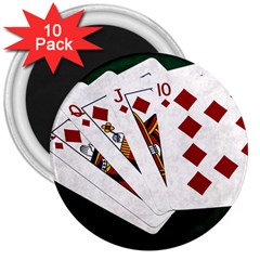 Poker Hands   Royal Flush Diamonds 3  Magnets (10 Pack)  by FunnyCow