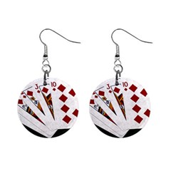 Poker Hands   Royal Flush Diamonds Mini Button Earrings by FunnyCow