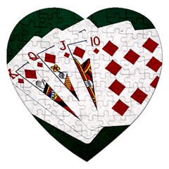 Poker Hands   Royal Flush Diamonds Jigsaw Puzzle (heart) by FunnyCow