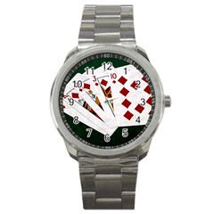 Poker Hands   Royal Flush Diamonds Sport Metal Watch by FunnyCow