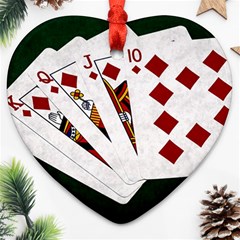 Poker Hands   Royal Flush Diamonds Heart Ornament (two Sides) by FunnyCow