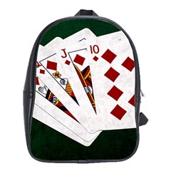 Poker Hands   Royal Flush Diamonds School Bag (large) by FunnyCow