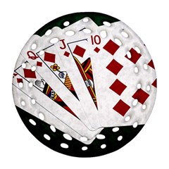 Poker Hands   Royal Flush Diamonds Ornament (round Filigree) by FunnyCow