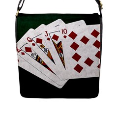 Poker Hands   Royal Flush Diamonds Flap Messenger Bag (l)  by FunnyCow