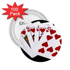 Poker Hands   Royal Flush Hearts 2 25  Buttons (100 Pack)  by FunnyCow