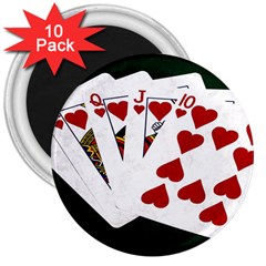 Poker Hands   Royal Flush Hearts 3  Magnets (10 Pack)  by FunnyCow