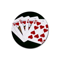 Poker Hands   Royal Flush Hearts Rubber Coaster (round)  by FunnyCow