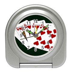 Poker Hands   Royal Flush Hearts Travel Alarm Clocks by FunnyCow