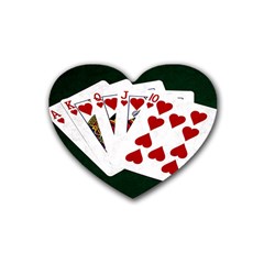 Poker Hands   Royal Flush Hearts Rubber Coaster (heart)  by FunnyCow