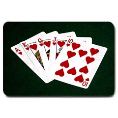 Poker Hands   Royal Flush Hearts Large Doormat  by FunnyCow