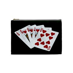 Poker Hands   Royal Flush Hearts Cosmetic Bag (medium)  by FunnyCow