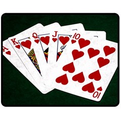 Poker Hands   Royal Flush Hearts Fleece Blanket (medium)  by FunnyCow