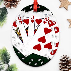 Poker Hands   Royal Flush Hearts Ornament (oval Filigree) by FunnyCow