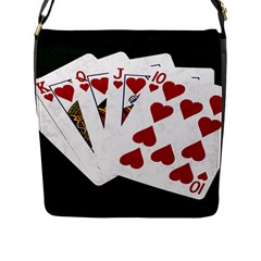 Poker Hands   Royal Flush Hearts Flap Messenger Bag (l)  by FunnyCow