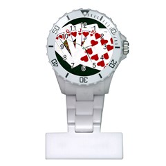 Poker Hands   Royal Flush Hearts Plastic Nurses Watch by FunnyCow