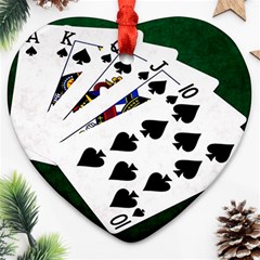 Poker Hands   Royal Flush Spades Ornament (heart) by FunnyCow