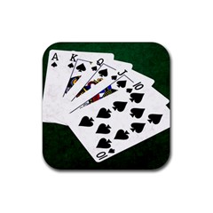 Poker Hands   Royal Flush Spades Rubber Coaster (square)  by FunnyCow