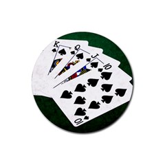 Poker Hands   Royal Flush Spades Rubber Coaster (round)  by FunnyCow