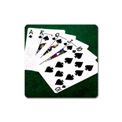 Poker Hands   Royal Flush Spades Square Magnet by FunnyCow