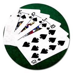 Poker Hands   Royal Flush Spades Magnet 5  (round) by FunnyCow