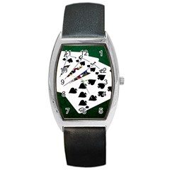 Poker Hands   Royal Flush Spades Barrel Style Metal Watch by FunnyCow