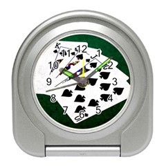 Poker Hands   Royal Flush Spades Travel Alarm Clocks by FunnyCow