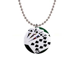 Poker Hands   Royal Flush Spades Button Necklaces by FunnyCow