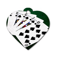 Poker Hands   Royal Flush Spades Dog Tag Heart (two Sides) by FunnyCow