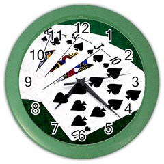 Poker Hands   Royal Flush Spades Color Wall Clocks by FunnyCow