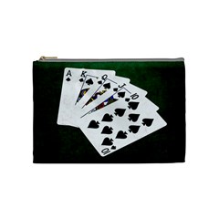 Poker Hands   Royal Flush Spades Cosmetic Bag (medium)  by FunnyCow