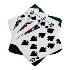 Poker Hands   Royal Flush Spades Snowflake Ornament (two Sides) by FunnyCow