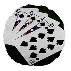 Poker Hands   Royal Flush Spades Large 18  Premium Round Cushions by FunnyCow