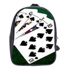 Poker Hands   Royal Flush Spades School Bag (xl) by FunnyCow