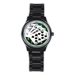 Poker Hands   Royal Flush Spades Stainless Steel Round Watch by FunnyCow