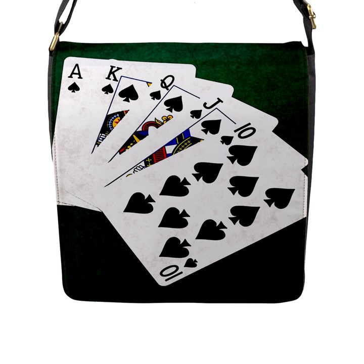 Poker Hands   Royal Flush Spades Flap Messenger Bag (L) 